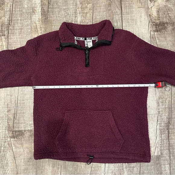 Victoria Secret Pink Cozy Sherpa Pullover Quarter‎ Zip Purple Plum - Picture 7 of 14